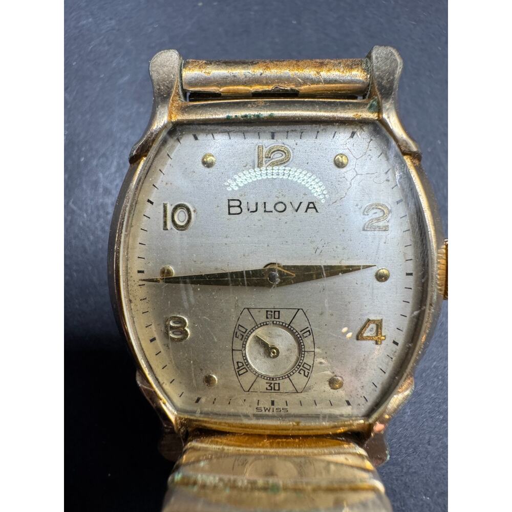 Vtg 1947 Bulova Signe Men's Mechanical Manual Wristwatch Swiss 10k RGP 26.7mm